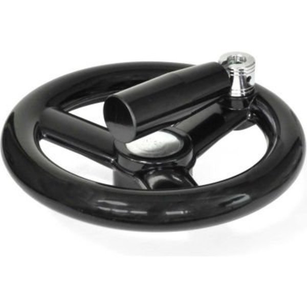 J.W. Winco JW Winco - - Plastic 3 Spoked Handwheel w/ Retractable Handle - 5.91" Dia x .24" Pilot Hole 6223010